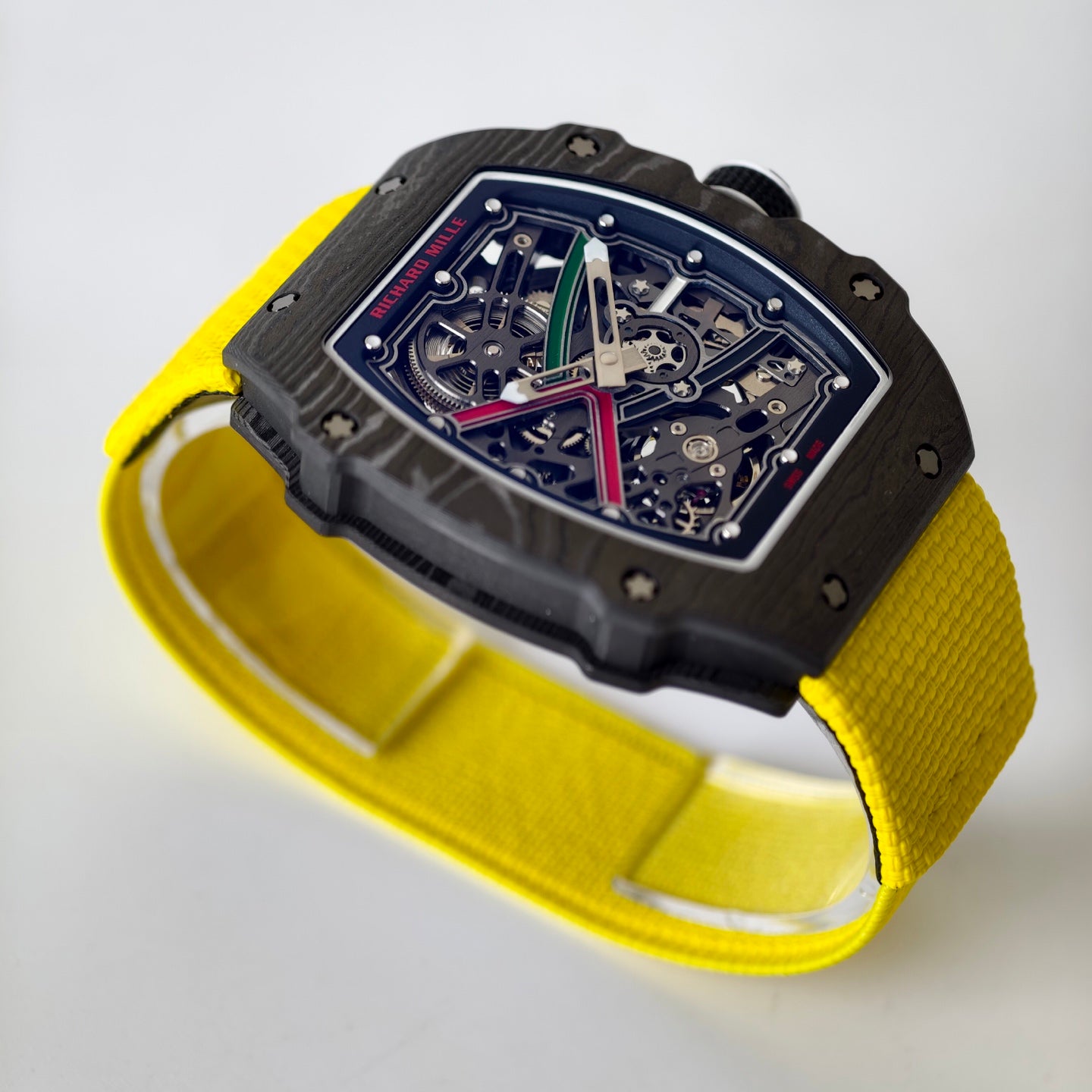 Umi Maker's RM67-02 UAE Black NTPT Black/Red/Green Skeleton Dial on Nylon strap CRMA7 Clone V2