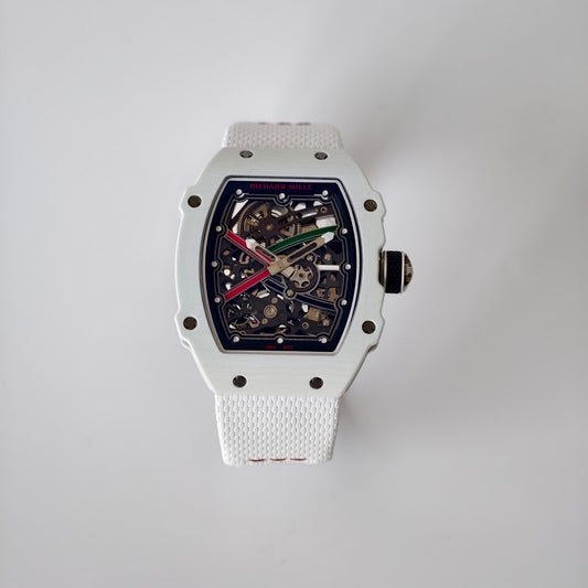 Umi Maker's RM67-02 UAE White Ceramic Black/Red/Green Skeleton Dial on Nylon strap CRMA7 Clone V2