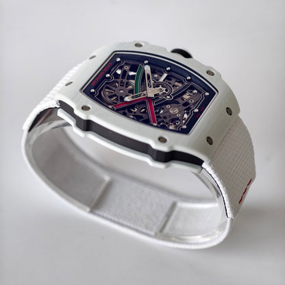 Umi Maker's RM67-02 UAE White Ceramic Black/Red/Green Skeleton Dial on Nylon strap CRMA7 Clone V2