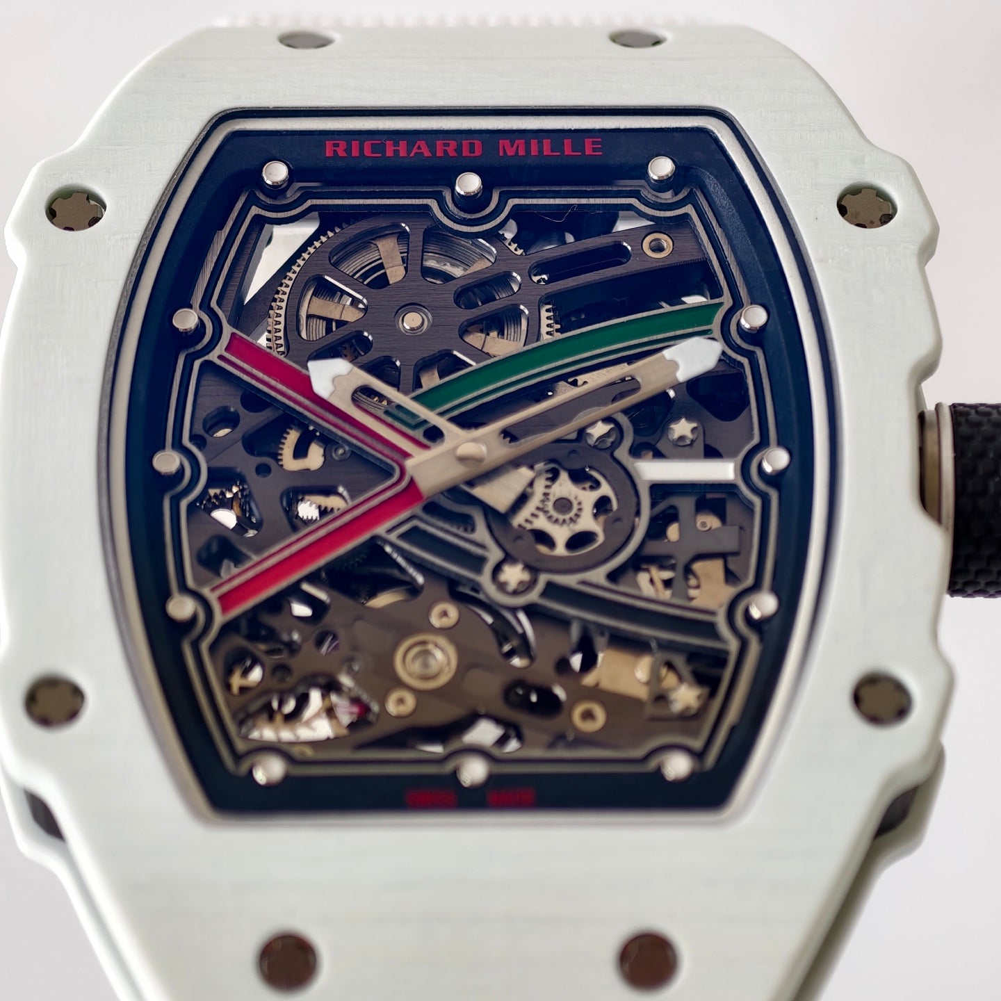 Umi Maker's RM67-02 UAE White Ceramic Black/Red/Green Skeleton Dial on Nylon strap CRMA7 Clone V2