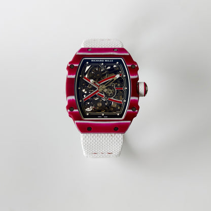 Umi Maker's RM67-02 Red NTPT Mutaz Red Skeleton Dial on Nylon strap CRMA7 Clone V2
