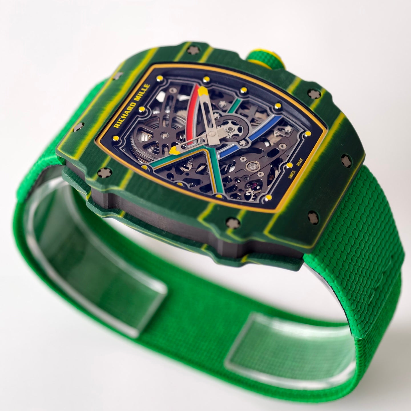 Umi Maker's RM67-02 Green NTPT Brazil Blue/Red/Green Skeleton Dial on Nylon strap CRMA7 Clone V2