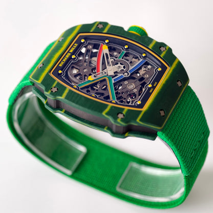 Umi Maker's RM67-02 Green NTPT Brazil Blue/Red/Green Skeleton Dial on Nylon strap CRMA7 Clone V2