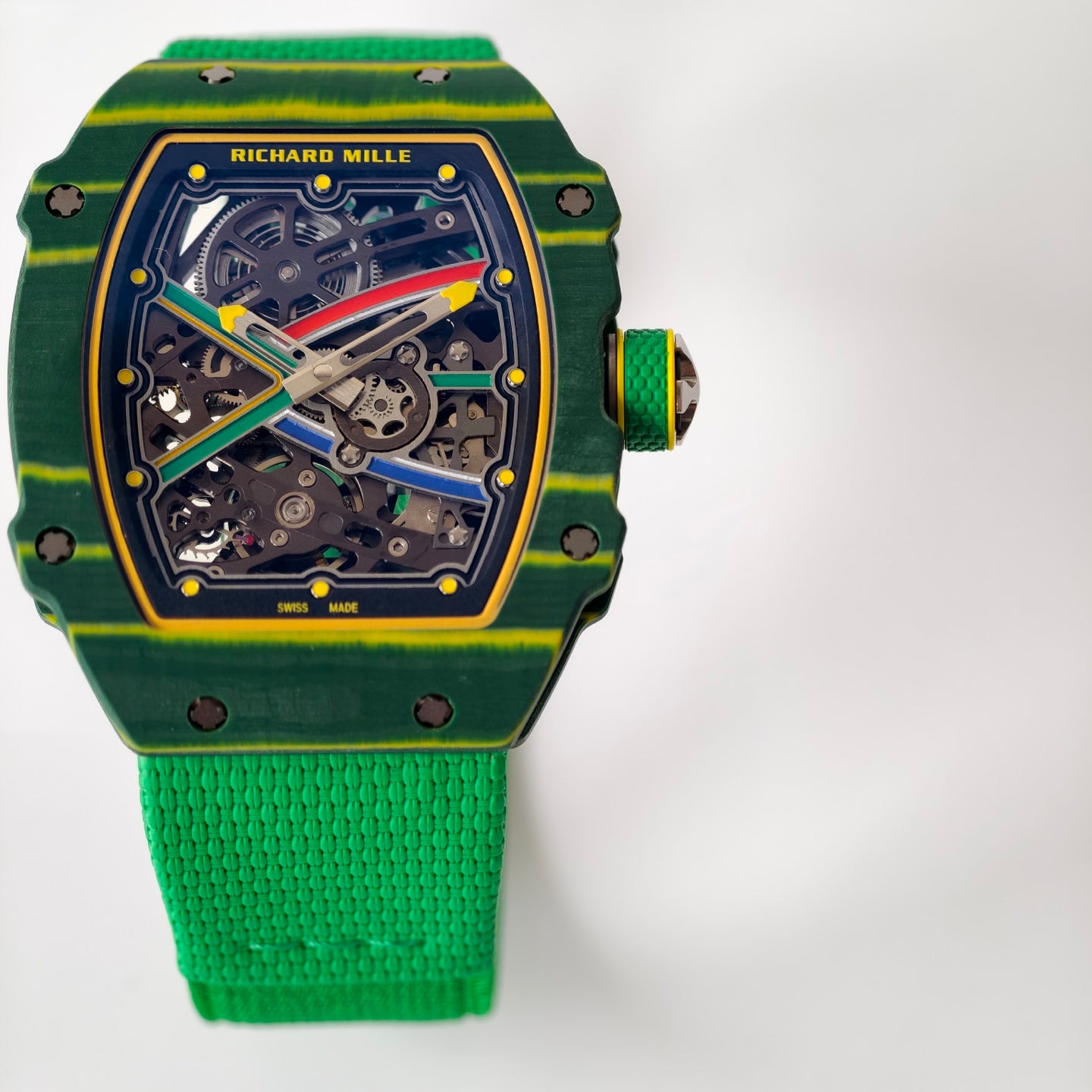 Umi Maker's RM67-02 Green NTPT Brazil Blue/Red/Green Skeleton Dial on Nylon strap CRMA7 Clone V2