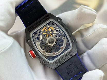 RICH Maker's 1:1 RM67-02 Black NTPT France Blue/Red/White Skeleton Dial CRMA7 Super Clone