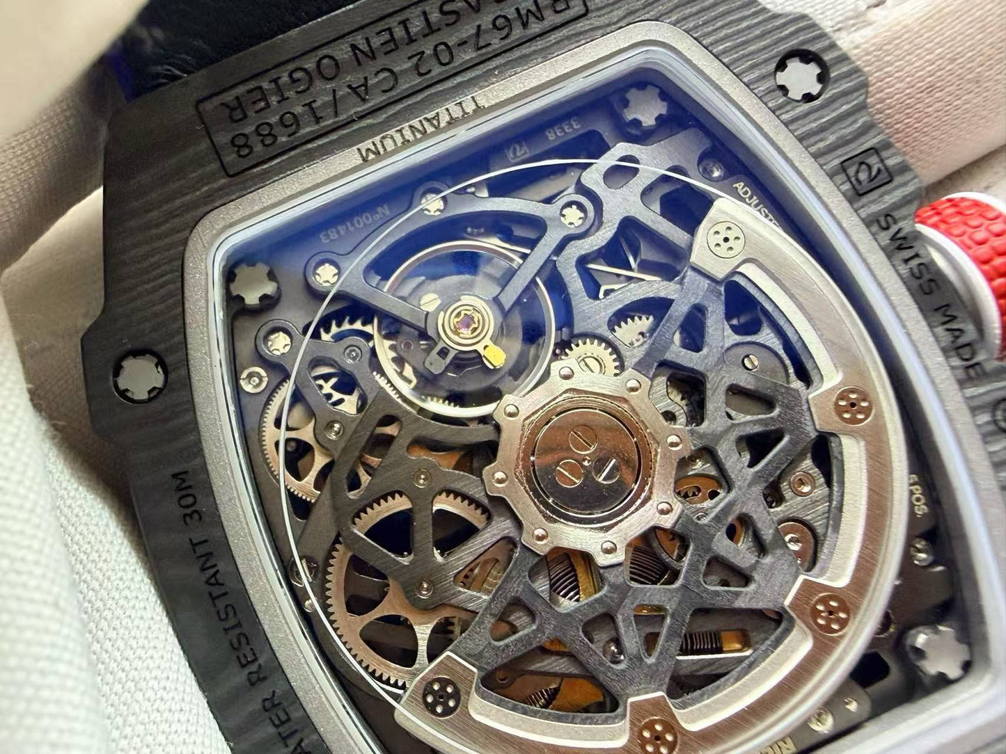 RICH Maker's 1:1 RM67-02 Black NTPT France Blue/Red/White Skeleton Dial CRMA7 Super Clone