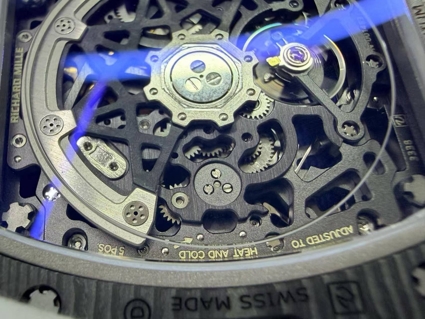 RICH Maker's 1:1 RM67-02 Black NTPT France Blue/Red/White Skeleton Dial CRMA7 Super Clone