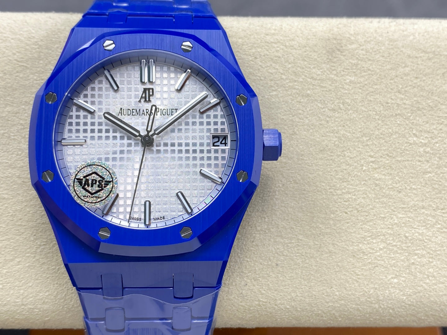Royal Oak 15500 Blue Ceramic APSF 1:1 Best Edition Silver Dial on Blue Ceramic Bracelet SA4302 Super Clone