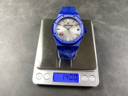 Royal Oak 15500 Blue Ceramic APSF 1:1 Best Edition Silver Dial on Blue Ceramic Bracelet SA4302 Super Clone