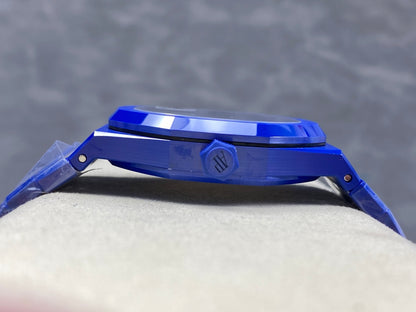 Royal Oak 15500 Blue Ceramic APSF 1:1 Best Edition Silver Dial on Blue Ceramic Bracelet SA4302 Super Clone