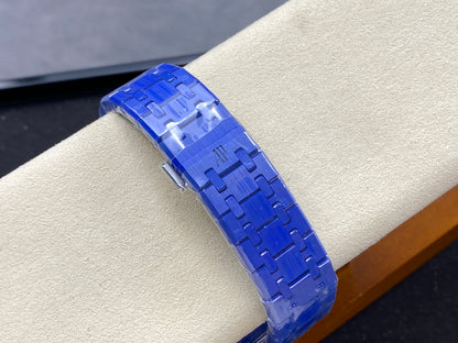 Royal Oak 15500 Blue Ceramic APSF 1:1 Best Edition Silver Dial on Blue Ceramic Bracelet SA4302 Super Clone