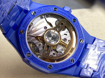 Royal Oak 15500 Blue Ceramic APSF 1:1 Best Edition Silver Dial on Blue Ceramic Bracelet SA4302 Super Clone