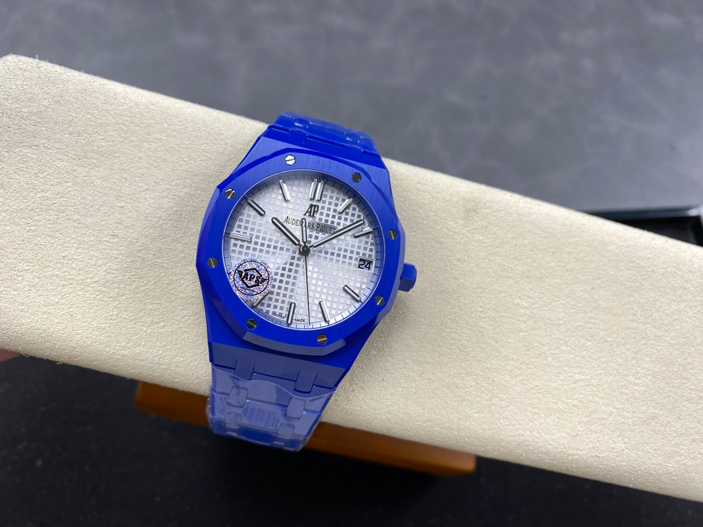 Royal Oak 15500 Blue Ceramic APSF 1:1 Best Edition Silver Dial on Blue Ceramic Bracelet SA4302 Super Clone