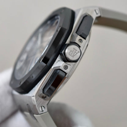 Royal Oak Offshore 26420 SS Ceramic Bezel APSF 1:1 Best Edition Smoked Dial on Gray Rubber Strap SA4401 Super Clone