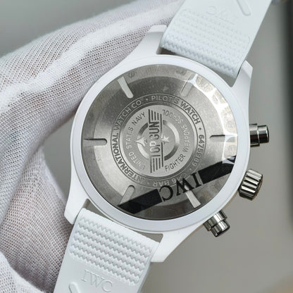 Pilot Chrono IW389105 White Ceramic “Lake Tahoe” APSF 1:1 Best Edition on White Rubber Strap DD69385 Super Clone