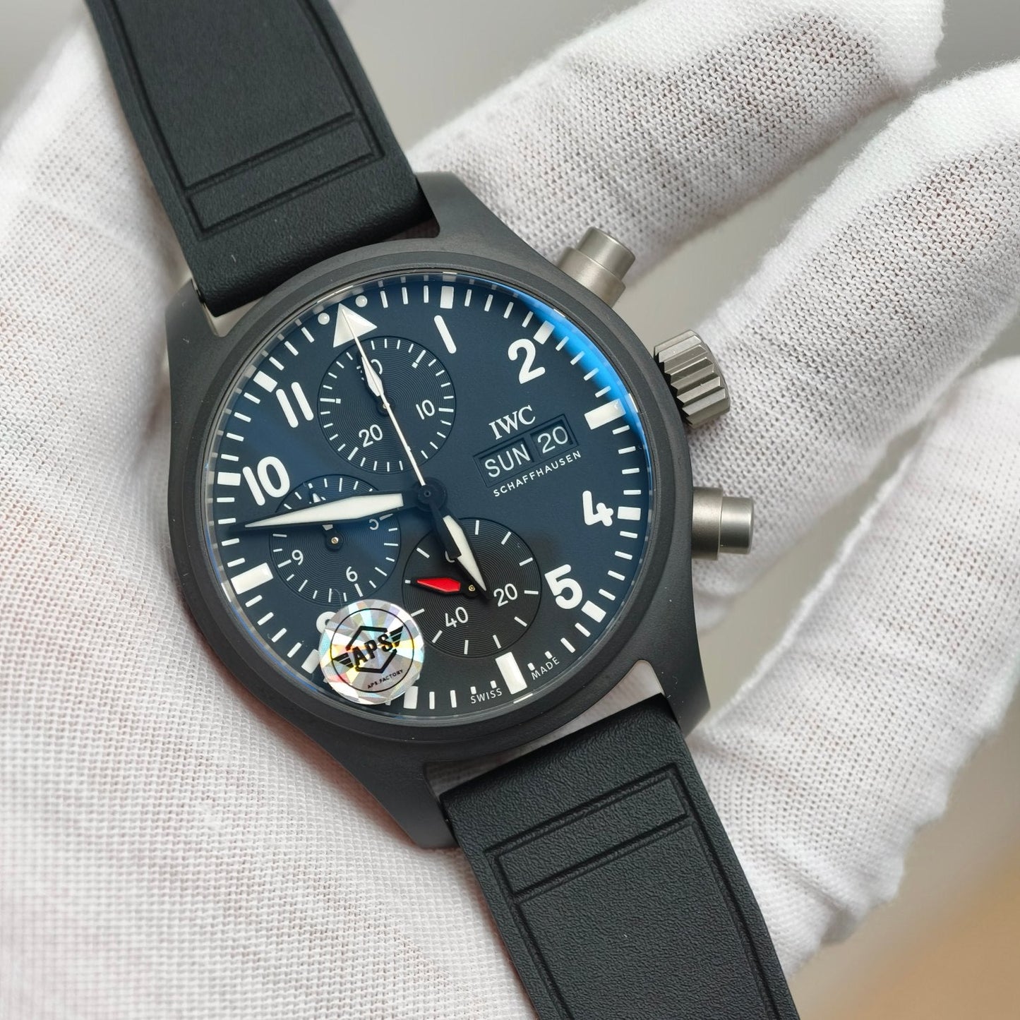 Pilot’s Watch Chrono 41 IW389401 TOP GUN Black Ceramic APSF 1:1 Best Edition on Black Rubber Strap DD69385 Super Clone