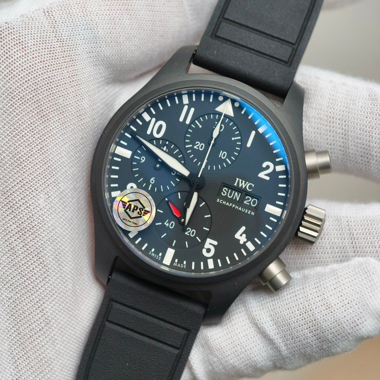 Pilot’s Watch Chrono 41 IW389401 TOP GUN Black Ceramic APSF 1:1 Best Edition on Black Rubber Strap DD69385 Super Clone