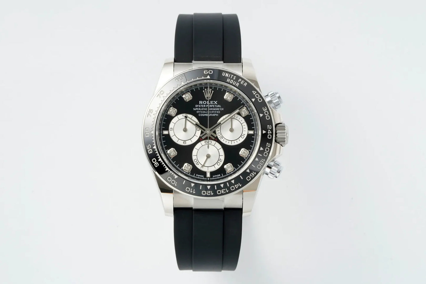 Daytona 126519 ERF Best Edition Black/Silver Diamonds Dial on Oysterflex Strap JH4131 (Free Sprung)