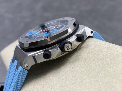 Royal Oak Offshore Chronograph 42mm 26238ST Stainless Steel Case OCTA 1:1 Best Edition Baby Blue on Blue Rubber Strap SA4404 Free Sprung