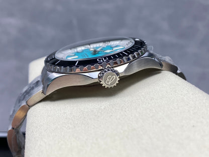 SuperOcean Automatic 44 SS Black Bezel TF 1:1 Best Edition Tiffany Blue Dial on SS Bracelet A2824