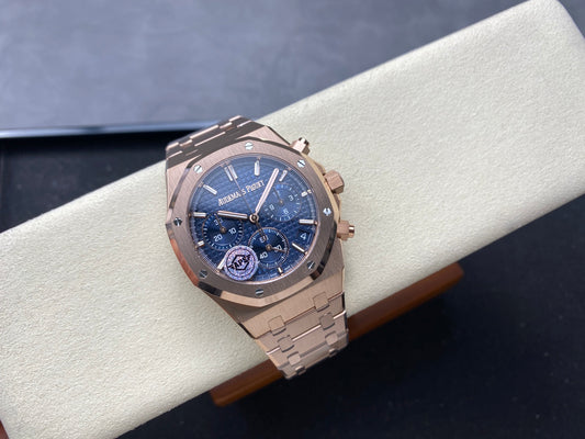Royal Oak Chrono 26240 RG APSF 1:1 Best Edition Blue Dial on RG Bracelet SA4401 Super Clone V2 (Free Sprung)