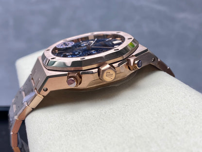 Royal Oak Chrono 26240 RG APSF 1:1 Best Edition Blue Dial on RG Bracelet SA4401 Super Clone V2 (Free Sprung)