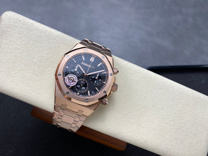 Royal Oak Chrono 26240 RG APSF 1:1 Best Edition Black Dial on RG Bracelet SA4401 Super Clone V2 (Free Sprung)