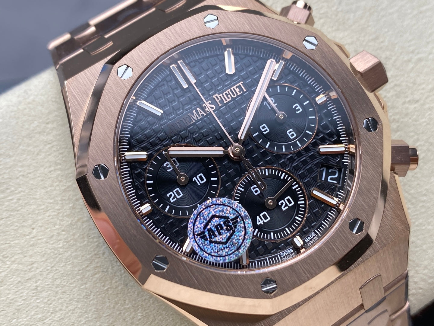 Royal Oak Chrono 26240 RG APSF 1:1 Best Edition Black Dial on RG Bracelet SA4401 Super Clone V2 (Free Sprung)