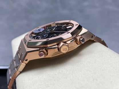 Royal Oak Chrono 26240 RG APSF 1:1 Best Edition Black Dial on RG Bracelet SA4401 Super Clone V2 (Free Sprung)