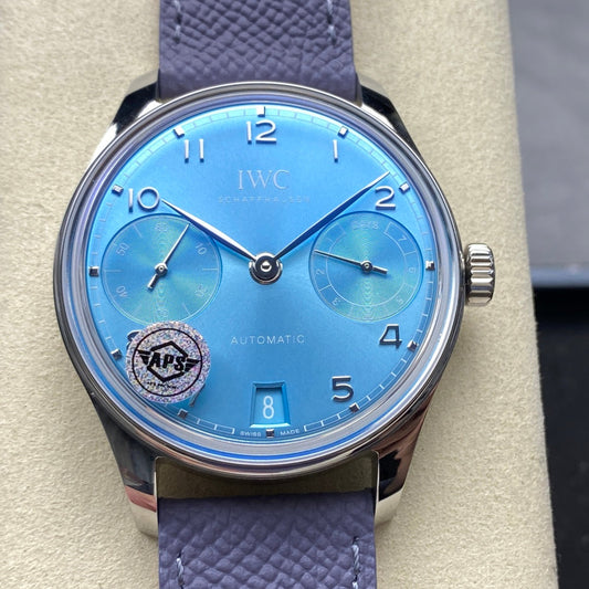 Portugieser Automatic 42mm SS APSF 1:1 Best Edition Ice Blue Dial on Purple Leather Strap A52010