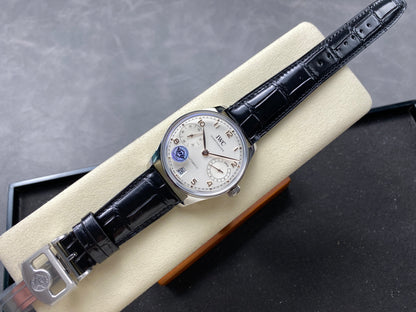 Portugieser Automatic 42mm SS APSF 1:1 Best Edition White Dial RG Marker on Black Leather Strap A52010