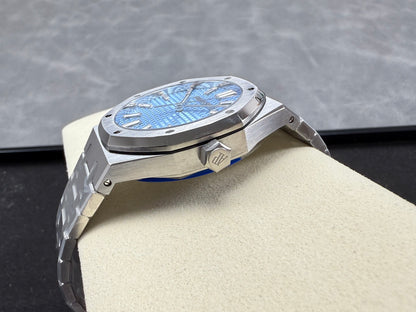 Royal Oak 41mm 15510BC SS ZF 1:1 Best Edition Ice Blue Crystal Dial on SS Bracelet SA4302 Super Clone V3