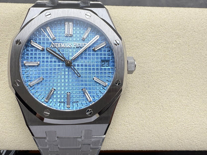 Royal Oak 41mm 15510BC SS ZF 1:1 Best Edition Ice Blue Crystal Dial on SS Bracelet SA4302 Super Clone V3