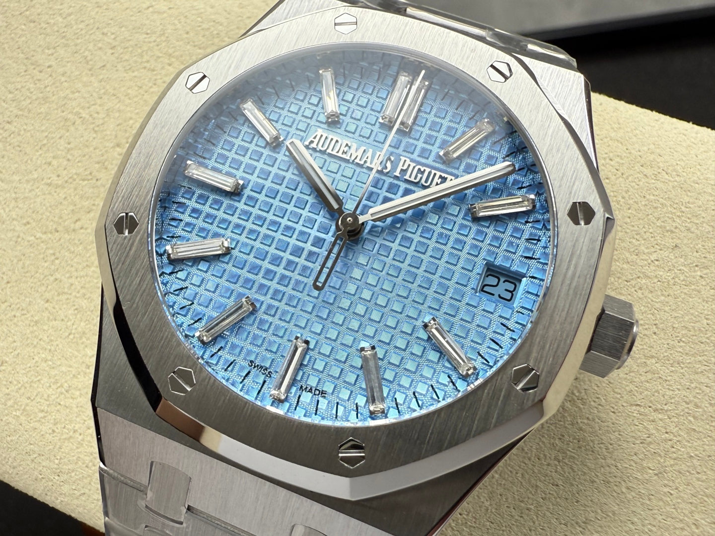 Royal Oak 41mm 15510BC SS ZF 1:1 Best Edition Ice Blue Crystal Dial on SS Bracelet SA4302 Super Clone V3