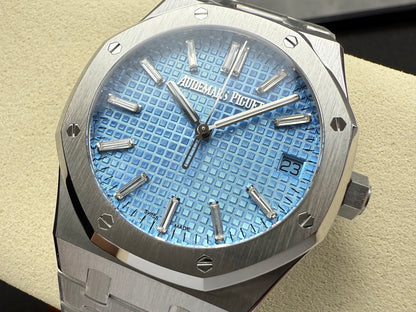 Royal Oak 41mm 15510BC SS ZF 1:1 Best Edition Ice Blue Crystal Dial on SS Bracelet SA4302 Super Clone V3