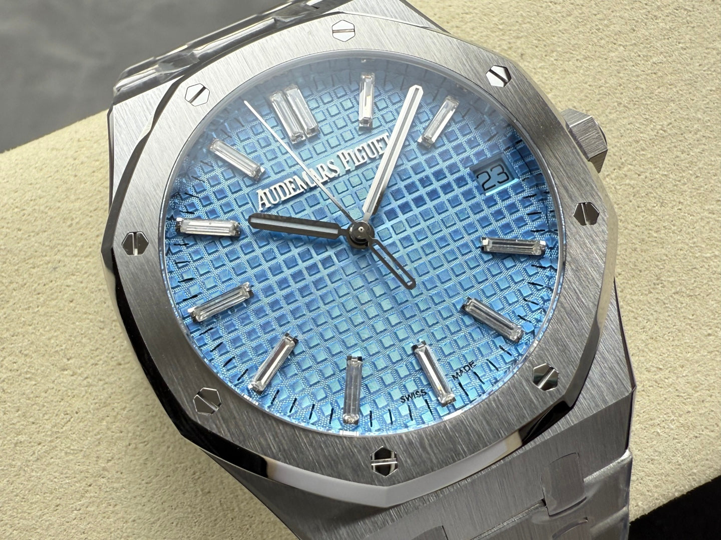 Royal Oak 41mm 15510BC SS ZF 1:1 Best Edition Ice Blue Crystal Dial on SS Bracelet SA4302 Super Clone V3