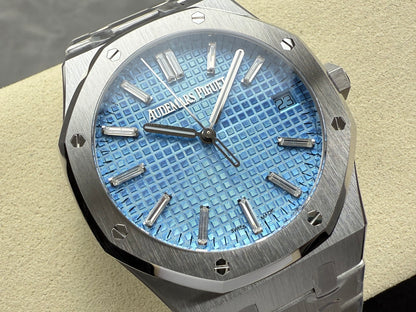 Royal Oak 41mm 15510BC SS ZF 1:1 Best Edition Ice Blue Crystal Dial on SS Bracelet SA4302 Super Clone V3