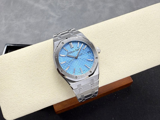 Royal Oak 41mm 15510BC SS ZF 1:1 Best Edition Ice Blue Crystal Dial on SS Bracelet SA4302 Super Clone V3