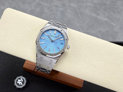 Royal Oak 41mm 15510BC SS ZF 1:1 Best Edition Ice Blue Crystal Dial on SS Bracelet SA4302 Super Clone V3