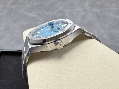 Royal Oak 41mm 15510BC SS ZF 1:1 Best Edition Ice Blue Textured Dial on SS Bracelet SA4302 Super Clone V3