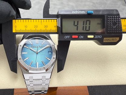 Royal Oak 41mm 15510BC SS ZF 1:1 Best Edition Ice Blue Textured Dial on SS Bracelet SA4302 Super Clone V3