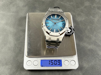 Royal Oak 41mm 15510BC SS ZF 1:1 Best Edition Ice Blue Textured Dial on SS Bracelet SA4302 Super Clone V3