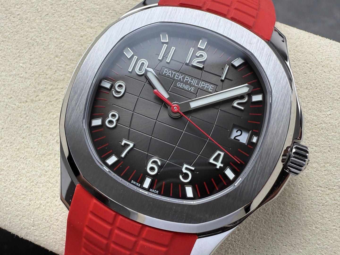 Aquanaut 5167 Singapore 2019 SS DDF 1:1 Best Edition Gray Dial On Red Strap Super Clone DD330