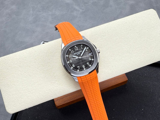 Aquanaut 5167 SS DDF 1:1 Best Edition Gray Dial On Orange Strap Super Clone DD330