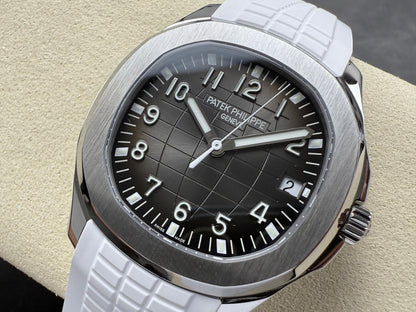 Aquanaut 5167 SS DDF 1:1 Best Edition Gray Dial On White Strap Super Clone DD330