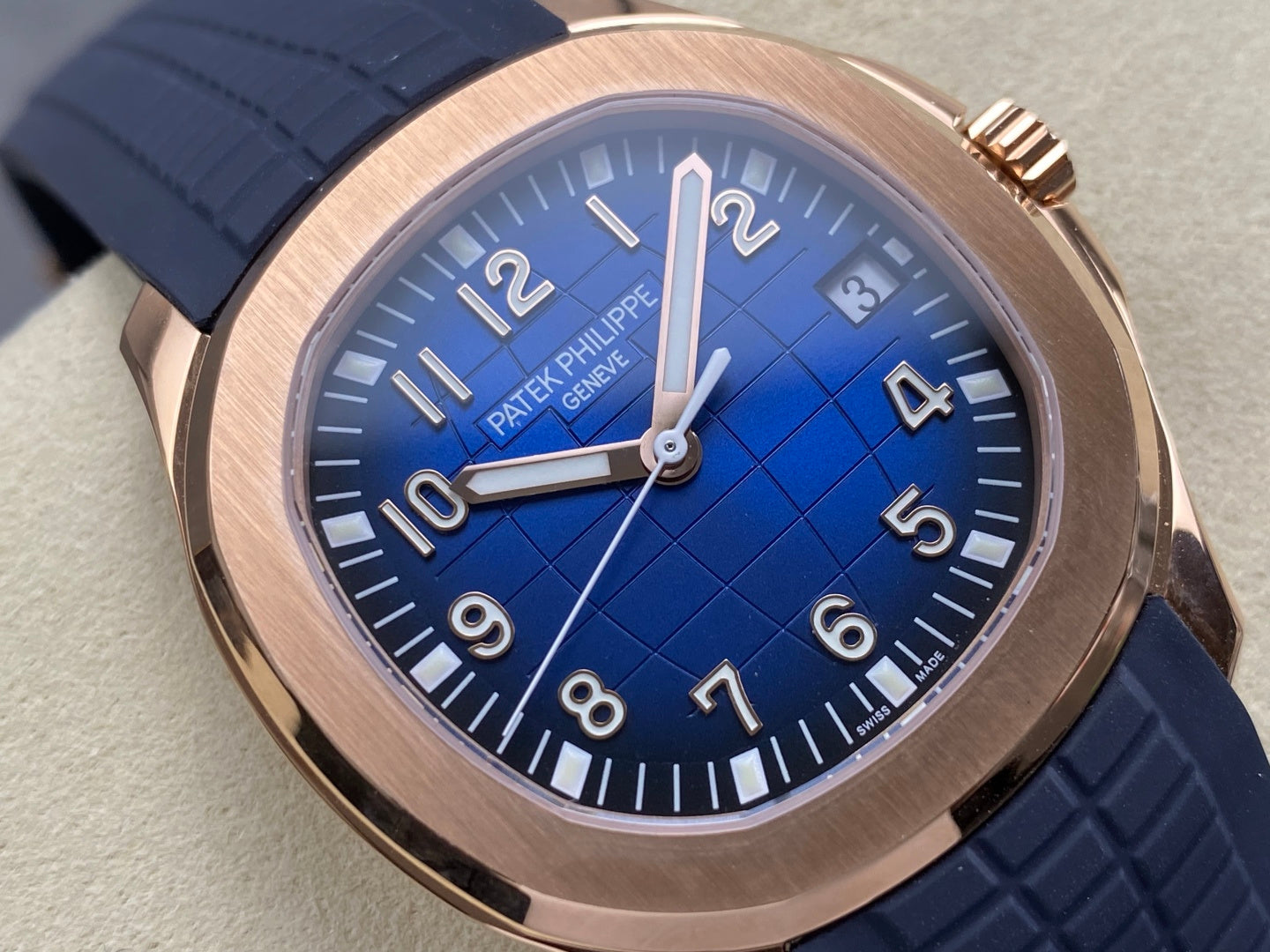 Aquanaut 5167 RG DDF 1:1 Best Edition Blue Dial On Blue Rubber Strap Super Clone DD330 (Gain Weight)