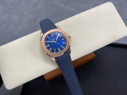 Aquanaut 5167 RG DDF 1:1 Best Edition Blue Dial On Blue Rubber Strap Super Clone DD330 (Gain Weight)