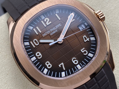 Aquanaut 5167 RG DDF 1:1 Best Edition Brown Dial On Brown Rubber Strap Super Clone DD330 (Gain Weight)
