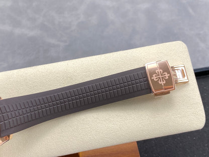 Aquanaut 5167 RG DDF 1:1 Best Edition Brown Dial On Brown Rubber Strap Super Clone DD330 (Gain Weight)