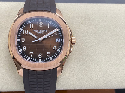 Aquanaut 5167 RG DDF 1:1 Best Edition Brown Dial On Brown Rubber Strap Super Clone DD330 (Gain Weight)